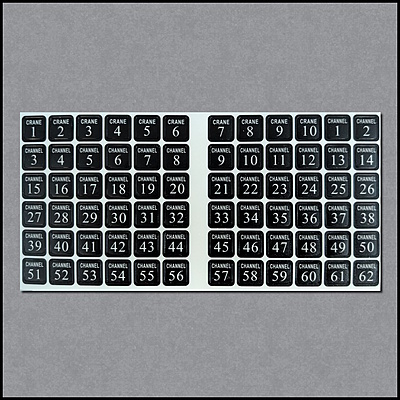 Gen1 Standard Label Sheet for Channel and Crane Numbers