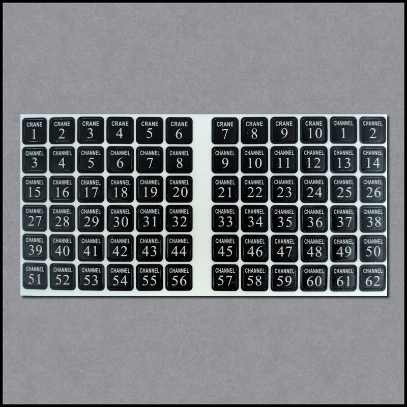 Gen1 Standard Label Sheet for Channel and Crane Numbers