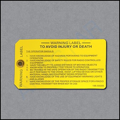 Yellow Safety/Warning Tag for Flex TX
